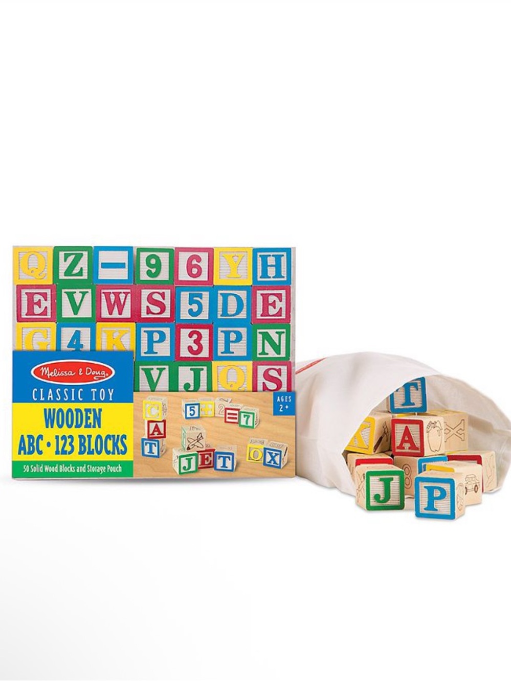 Melissa & Doug ABC • 123 Wood Blocks with Pouch Classic Learning Toy